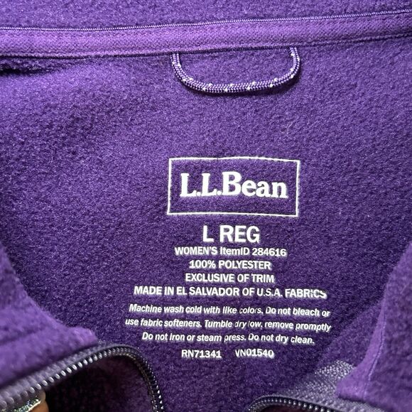 LL Bean Purple Polartec Fleece Vest Womens Large Full Zip Pockets - Picture 3 of 7